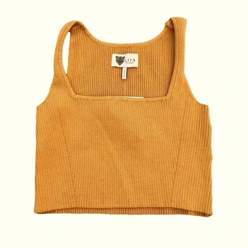 Lita by Ciara Iced Coffee Cropped Tank Top Ribbed Size S NWT
